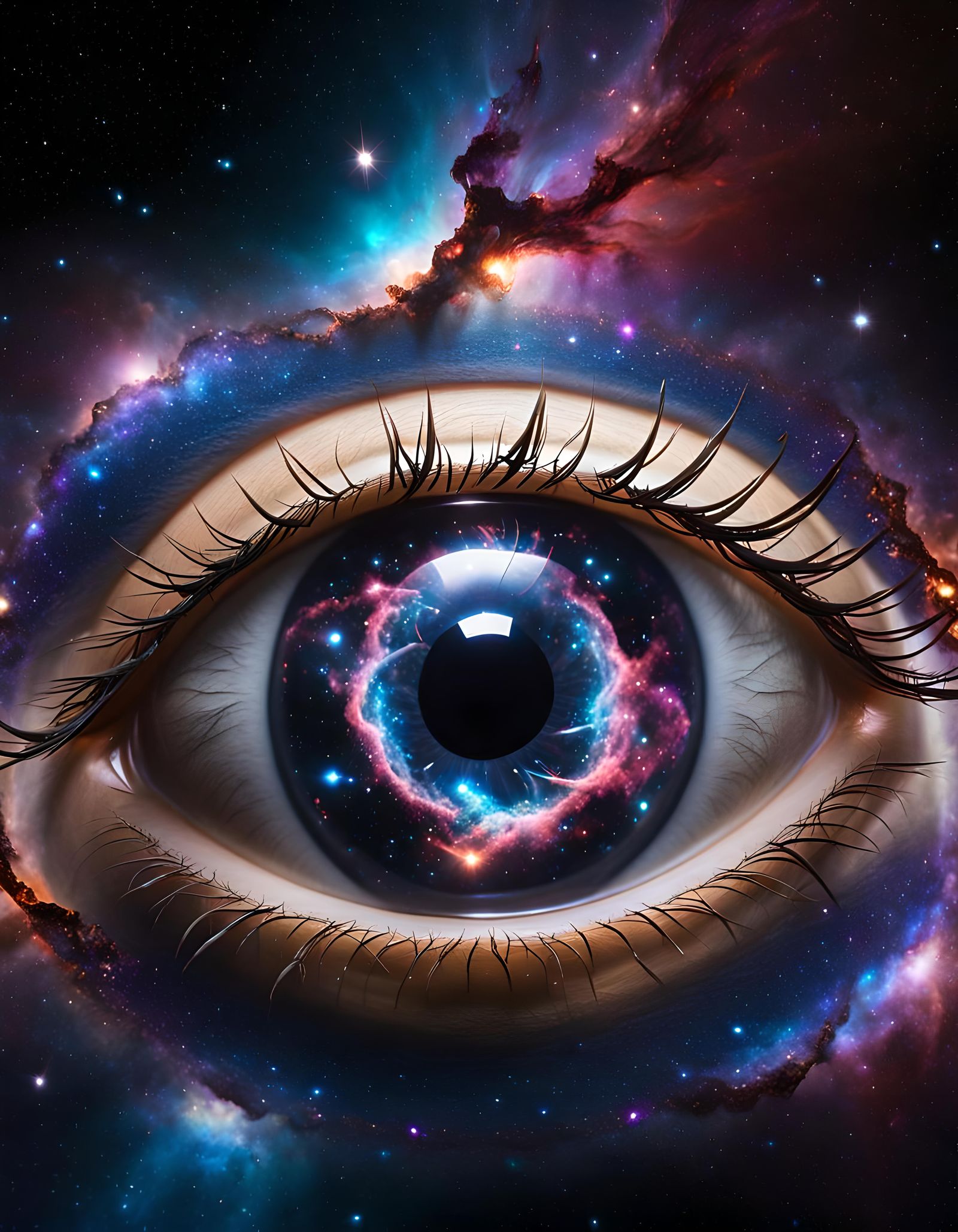 Galaxy as a Giant Eye in Deep 3D Rendering