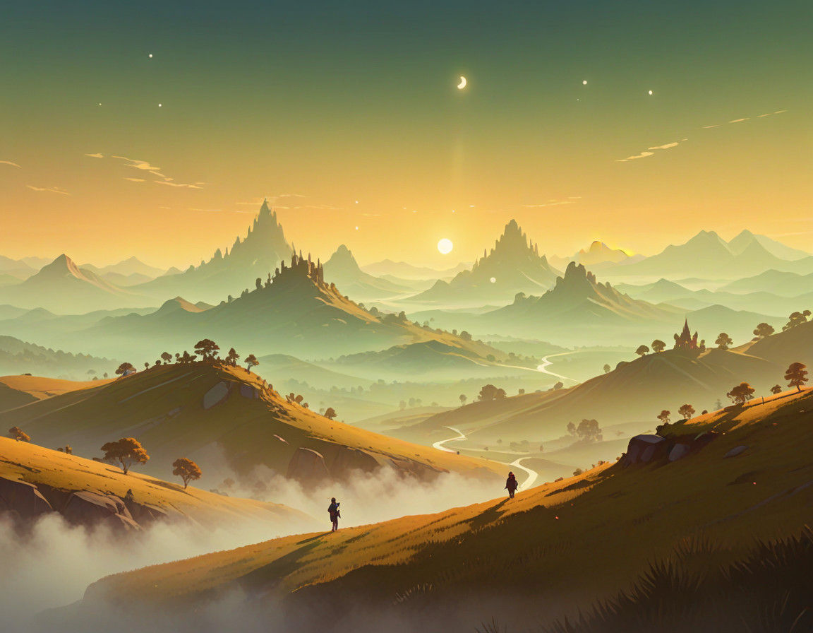 Journey Through Mystical Realms in Whimsical Digital Fantasy