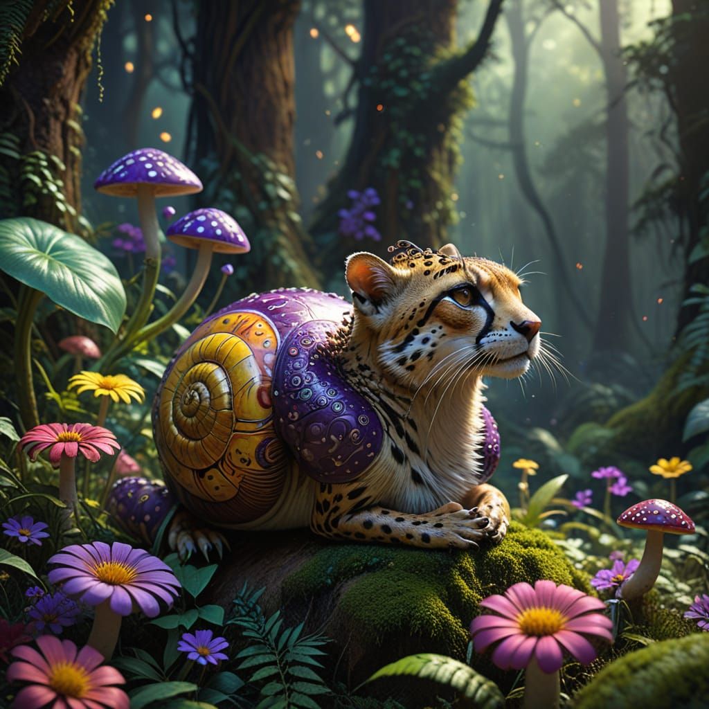 Whimsical Forest Creature with Swirling Patterns