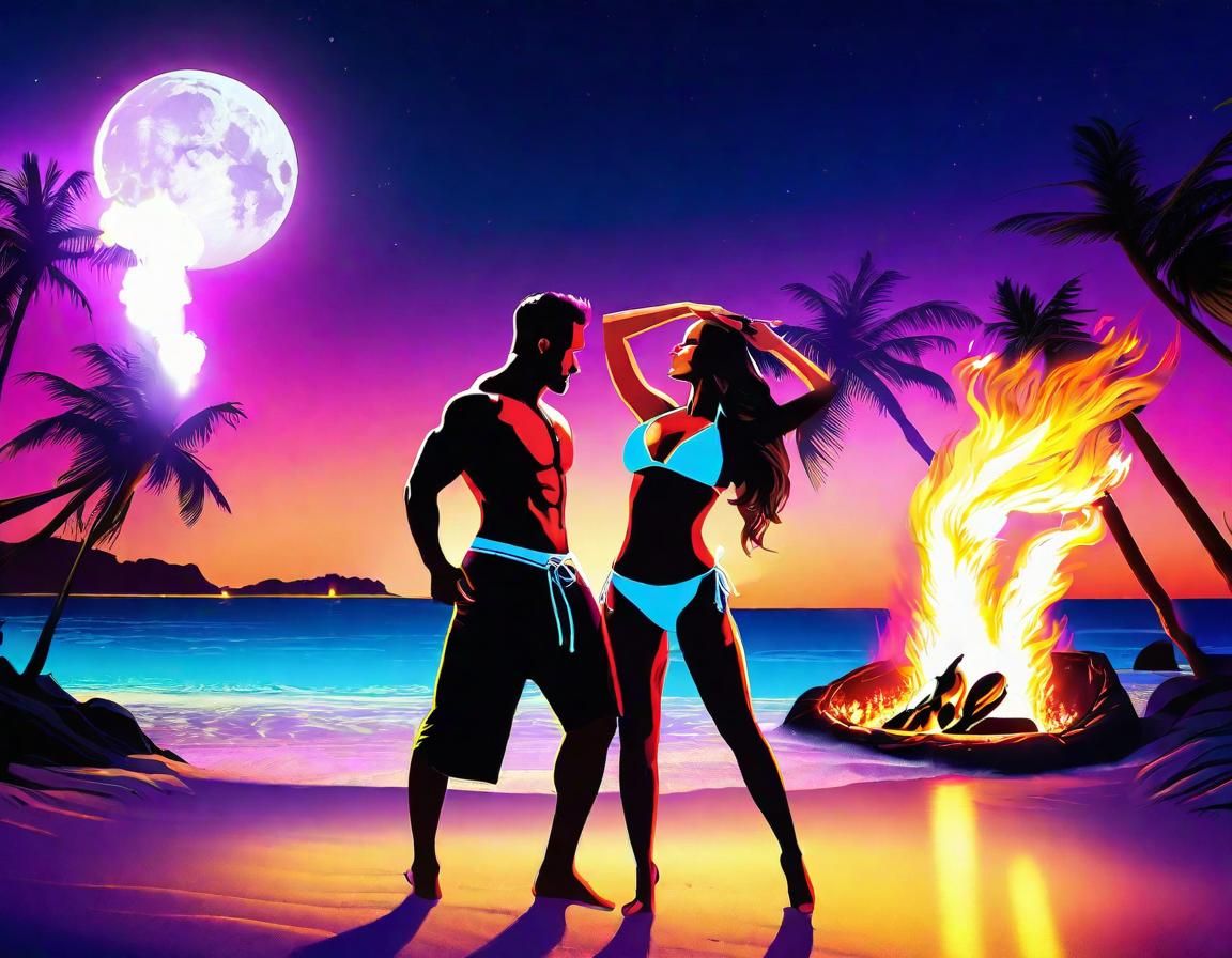 Tropical Beach Party with Fire and Blacklights