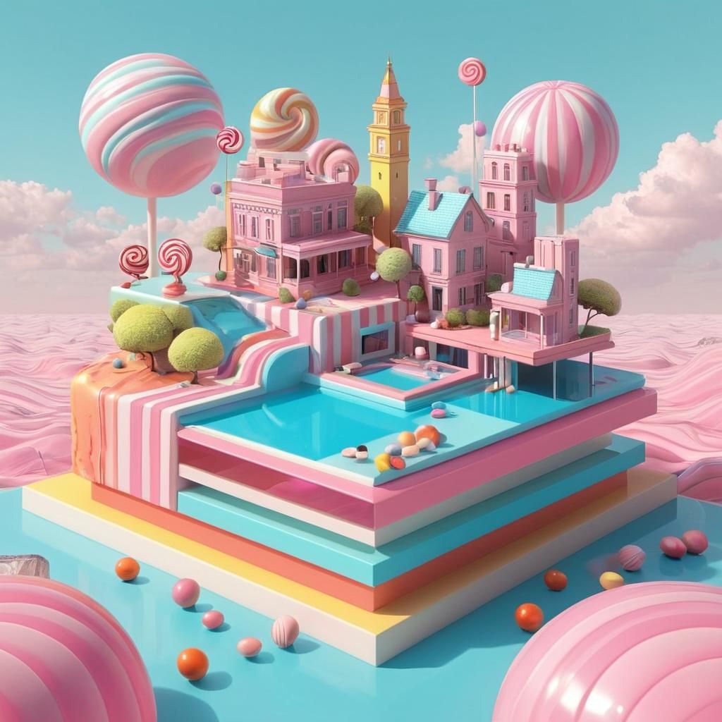 Surreal Landscape in Hyper-Realistic 3D Art Style