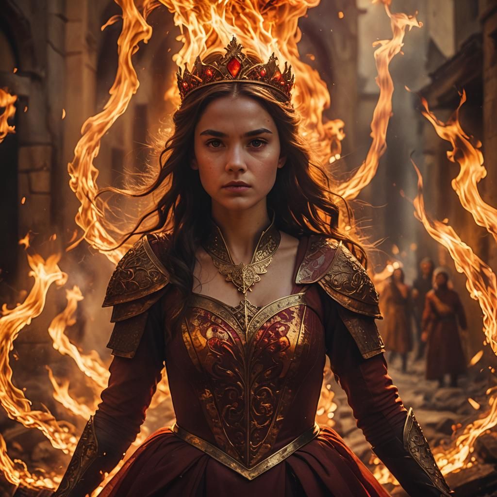 Fiery Princess in Inferno: Cinematic Film Still