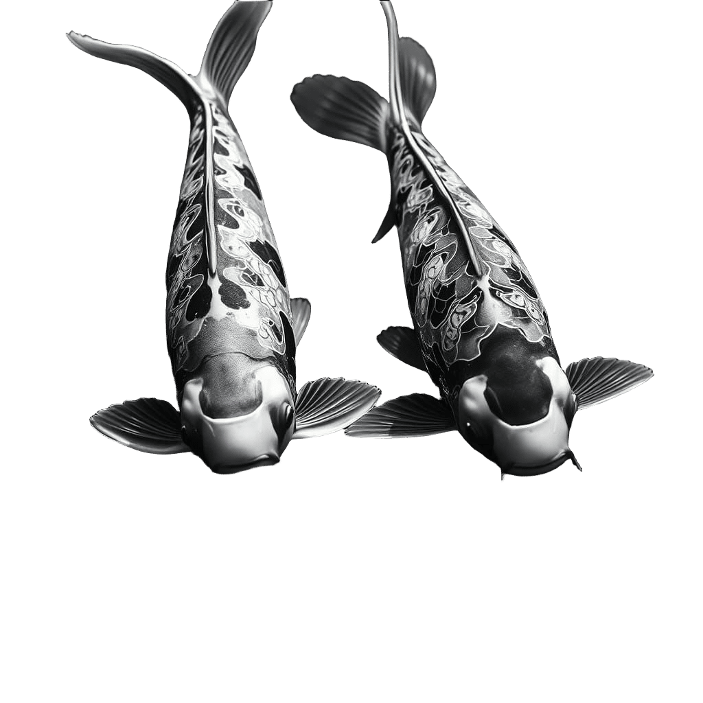 Majestic Black and White Koi Fish in Cinematic Film Style