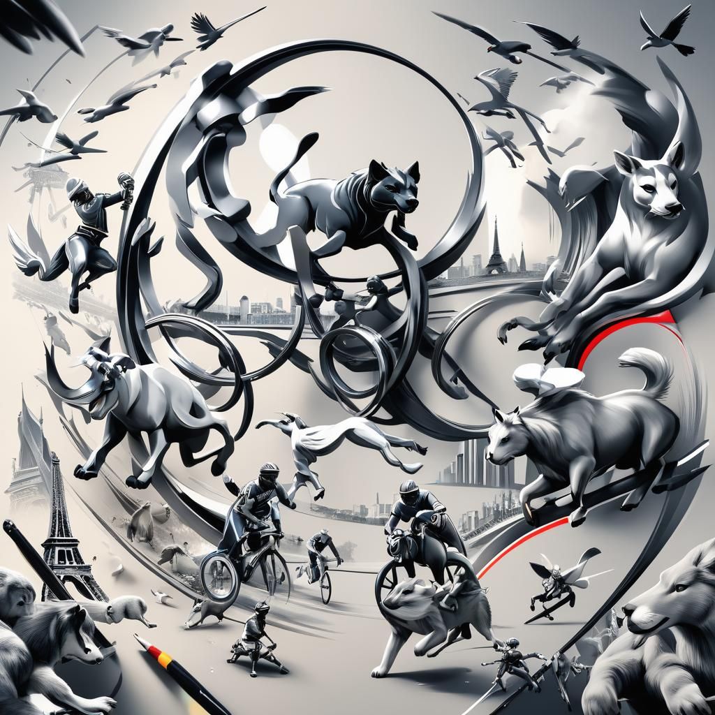 Olympics Poster Design with Animals in Pop Art