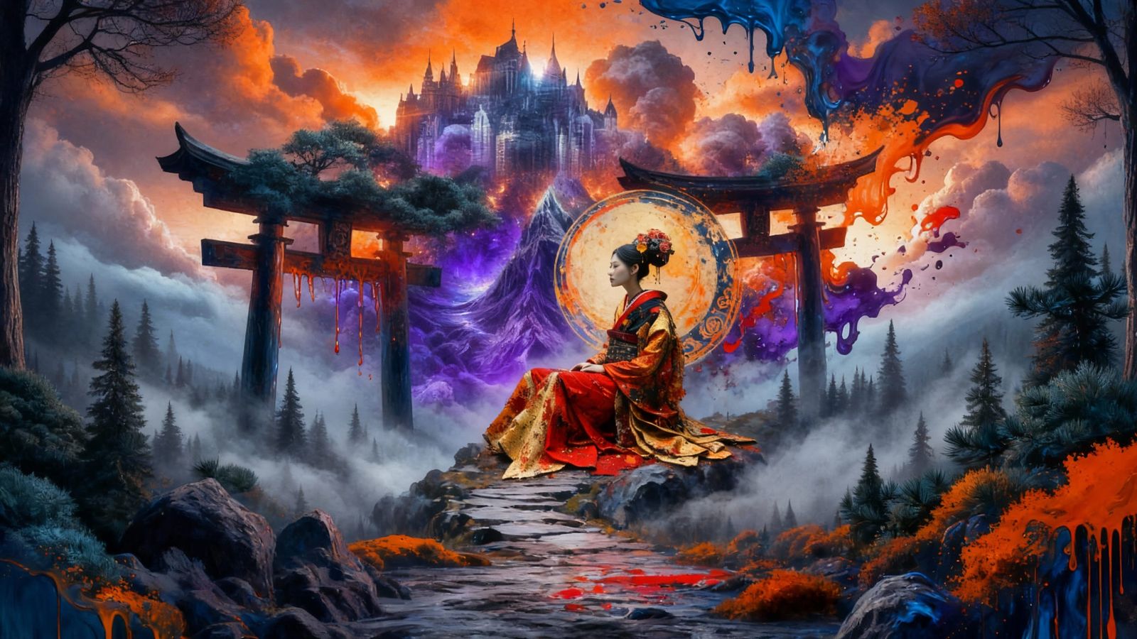 Surreal Melting Cityscape in Dreamlike Style