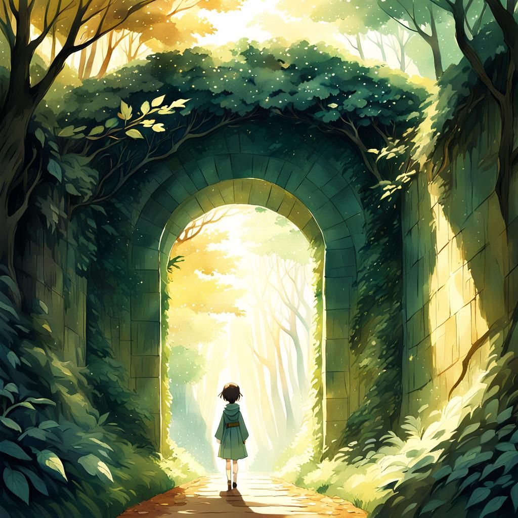 Ethereal Anime Figure in Tunnel of Light