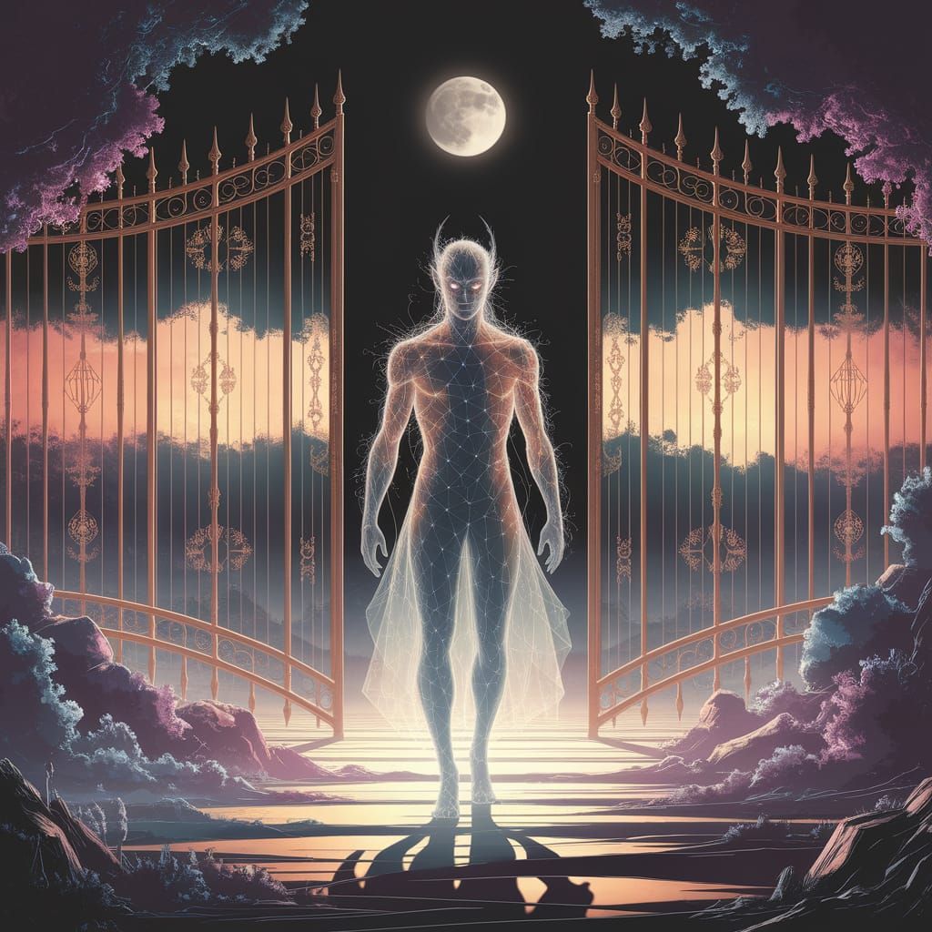 Ethereal Guardian of the Shadow Realm in Soft Digital Art