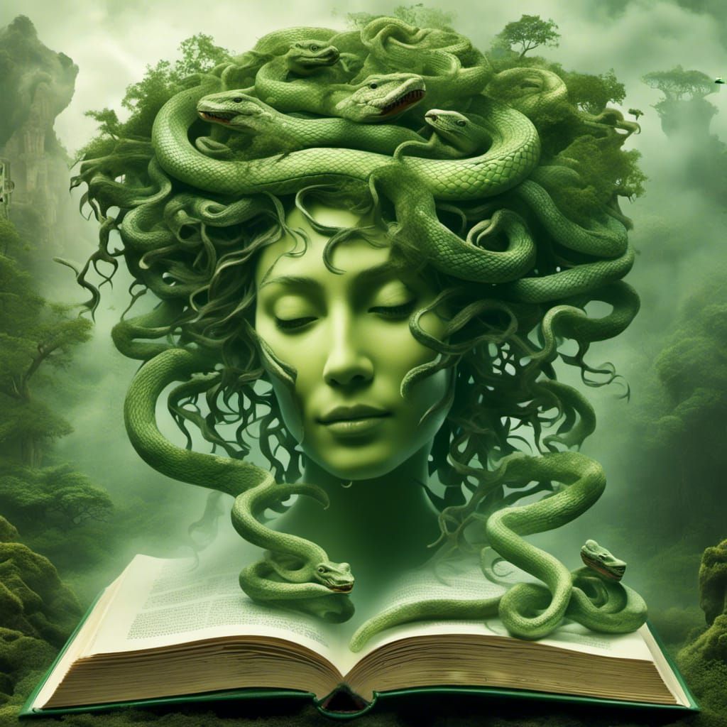 Medusa Emerges: Snakes from an Open Book