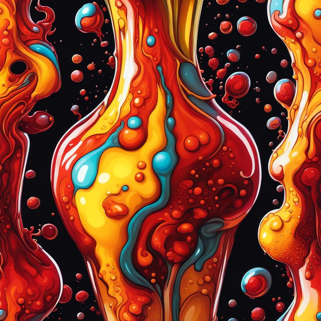 Psychedelic Amoeba Lava Lamp in Splash Art Style