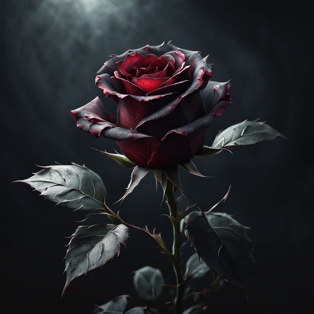Hyperrealistic Rose in Dark Fantasy Style