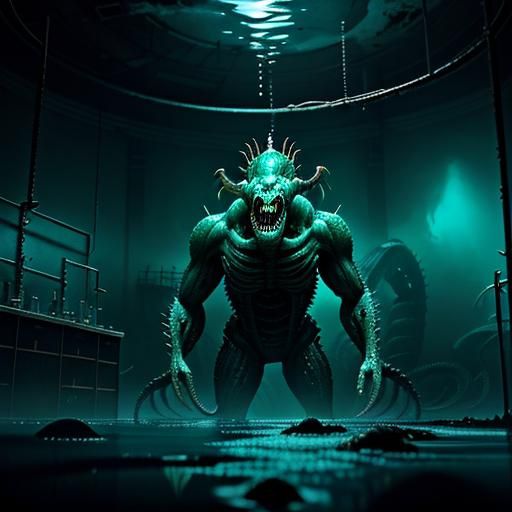 Terrifying Sea Monster Breaks Free: Hyperrealistic Photo