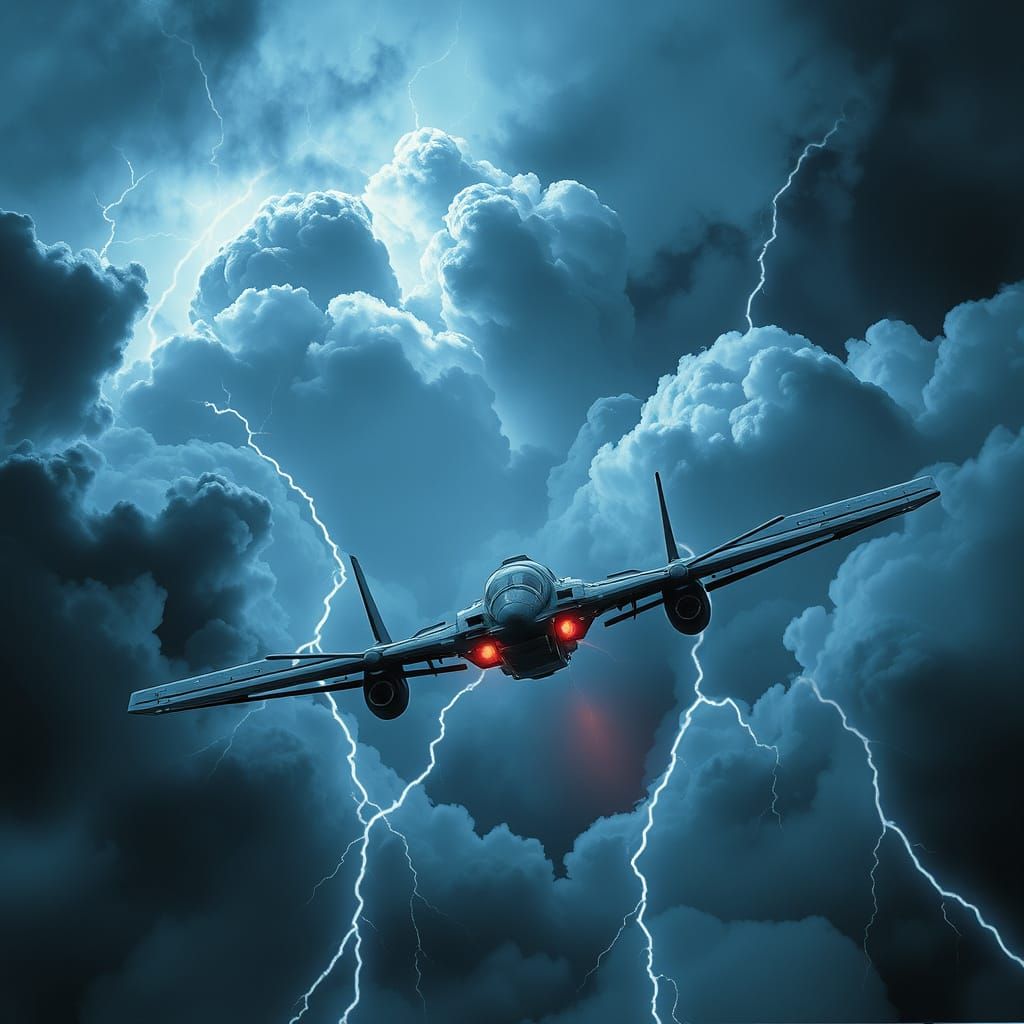 War Drone in Thunderstorm: Gritty Futuristic Art