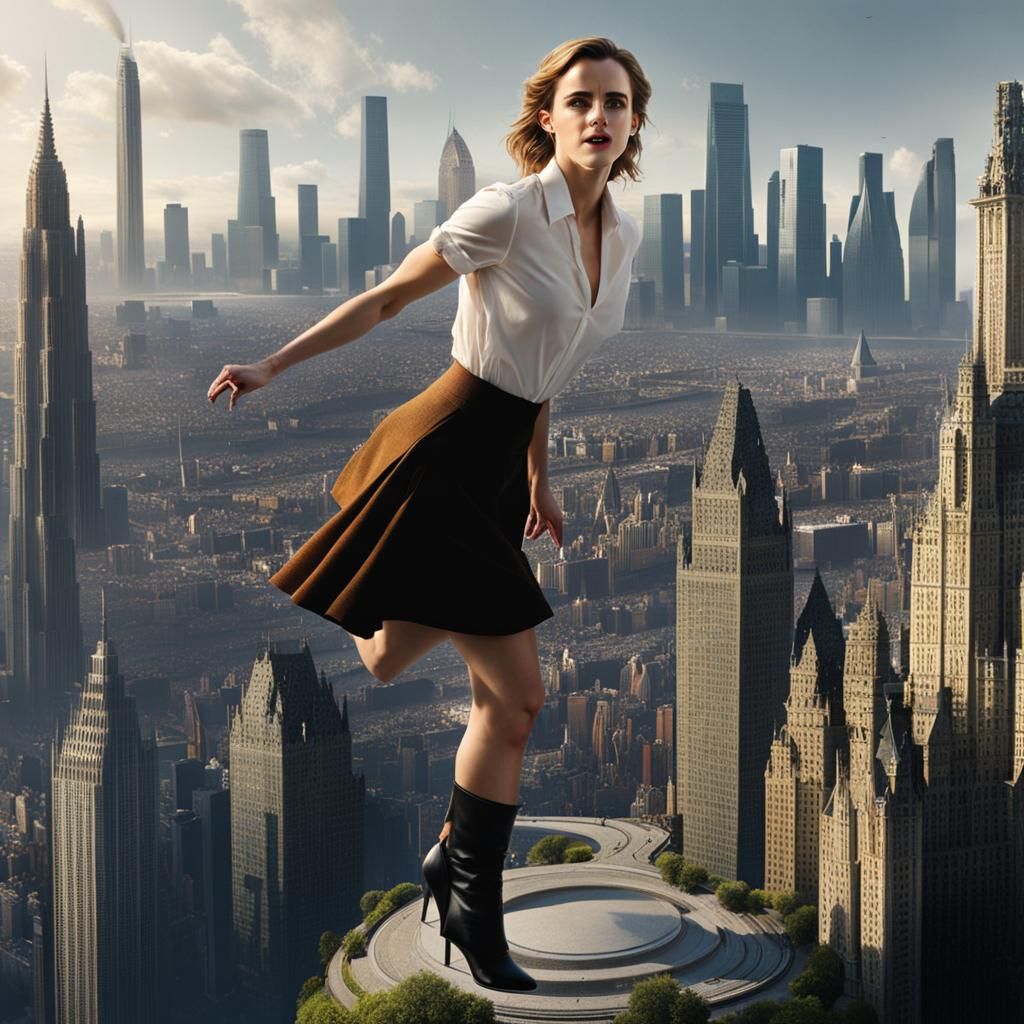 Giant Woman Stepping on Miniature City