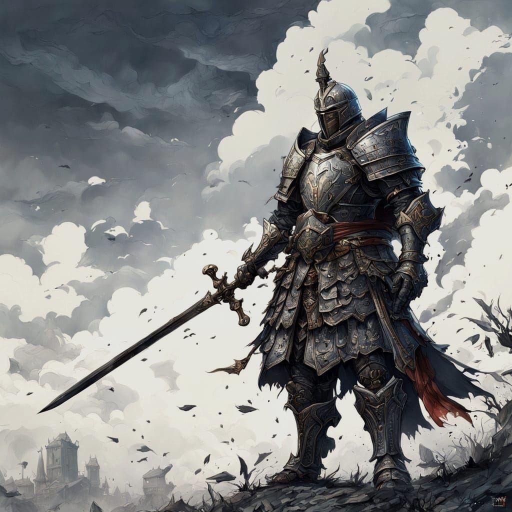 Epic Fantasy Knight in Deep Color Palette