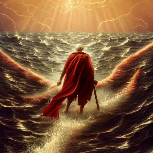 Epic Biblical Scene: Parting the Waters