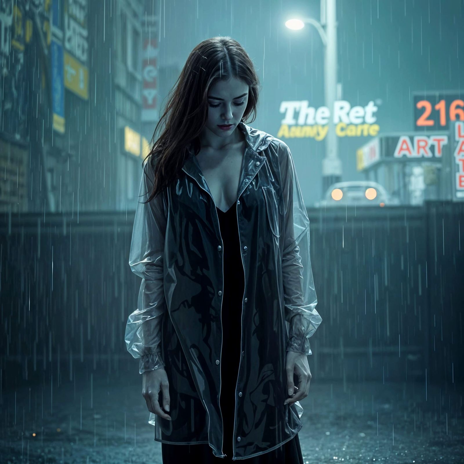 Ethereal Rainy Portrait in Cinematic Style