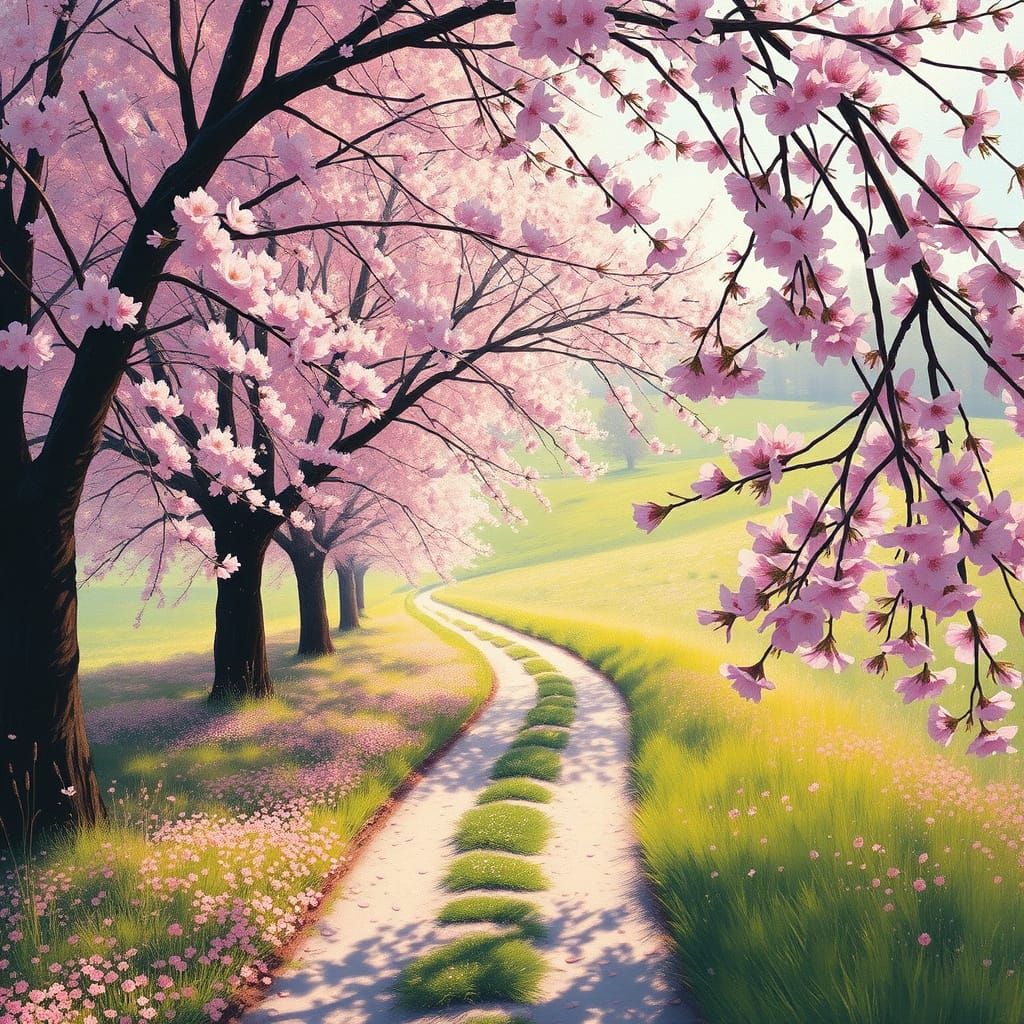 Cherry Blossoms in Impressionist Dreamscapes