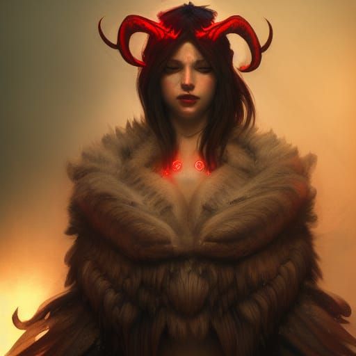 Demonic Wolf in Sheep's Clothing: Digital Art