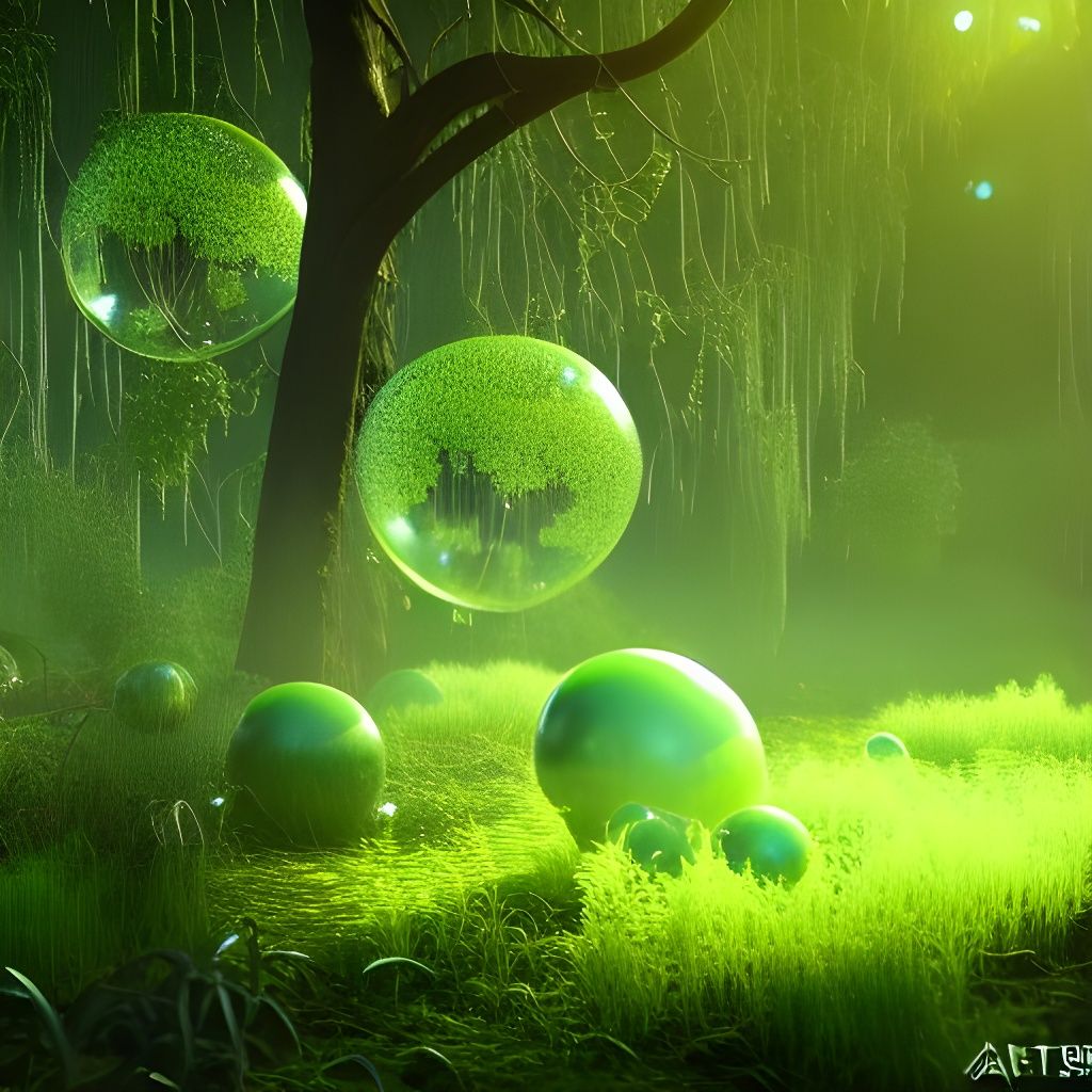 Green Bubble Tree in a Swamp: Botanical Phenomenon