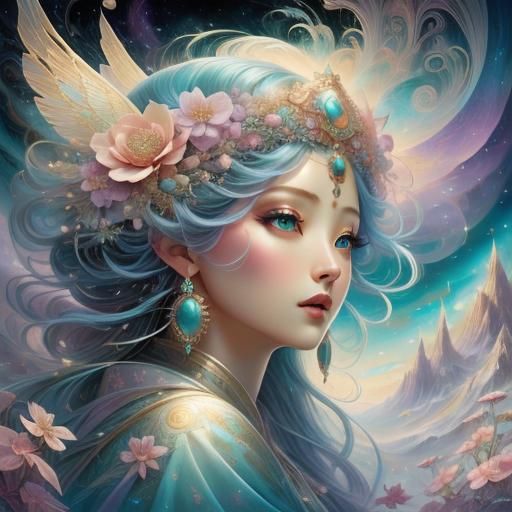 Swirling Dream Cloudscape: Hyperdetailed Digital Illustratio...