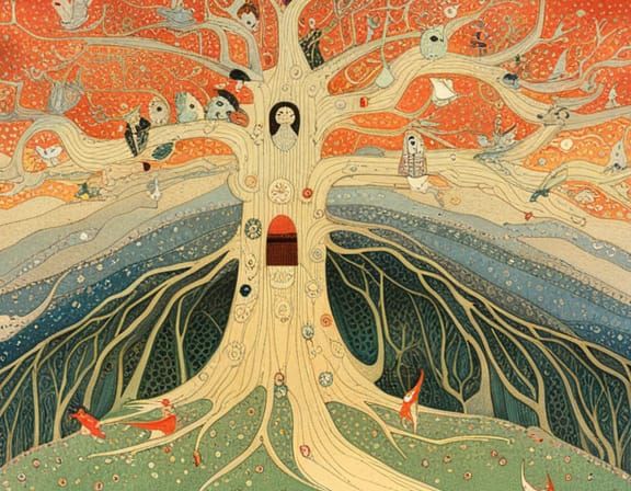 Enchanting Tree in Intricate Watercolor Style