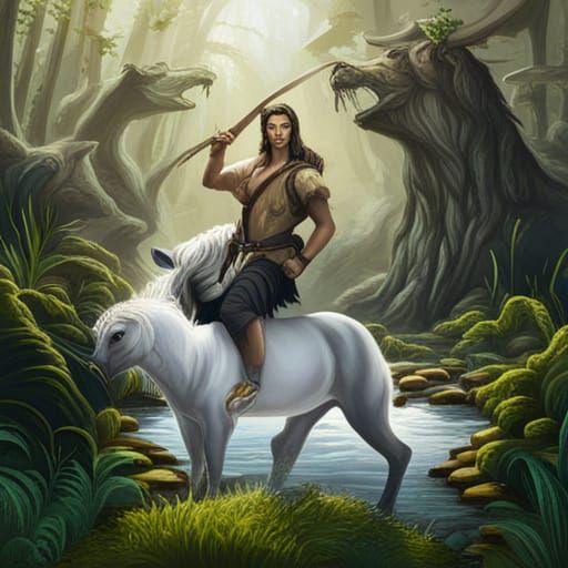 Fantastical Centaur Portrait in Jungle Setting