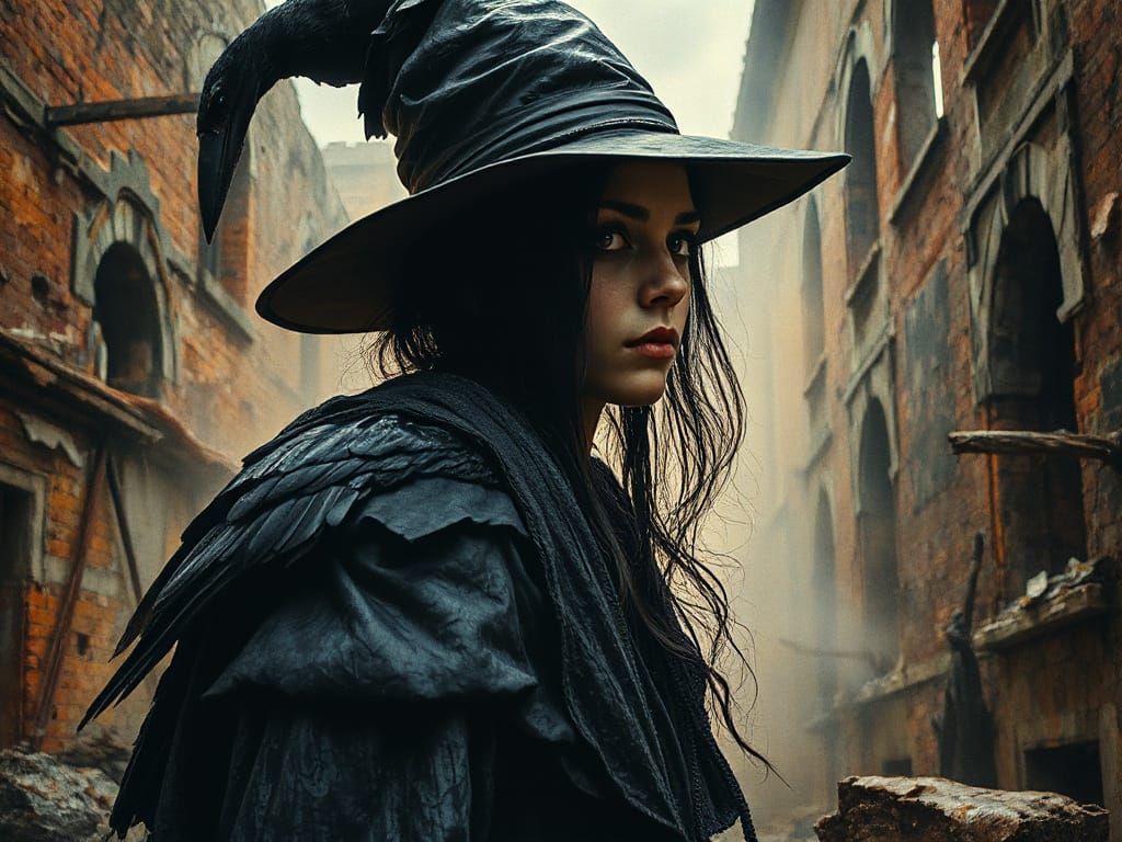 Sinister Witch Portrait in Brushed Oil Impasto Style