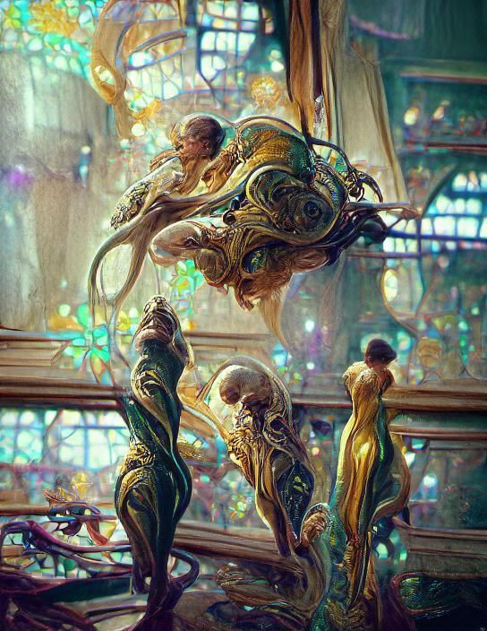 Art Nouveau Rococo Dreamscape with Intricate Details