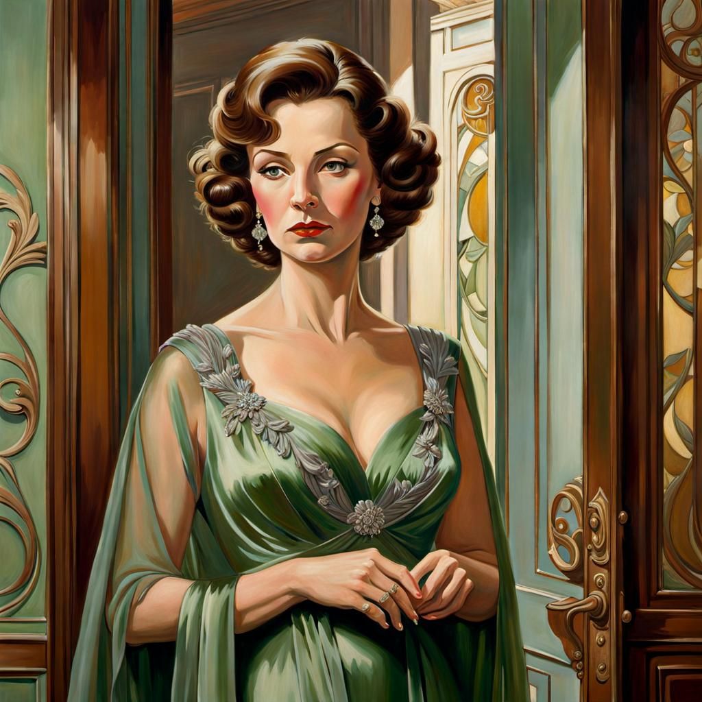 Elegant Woman in Art Nouveau Portrait