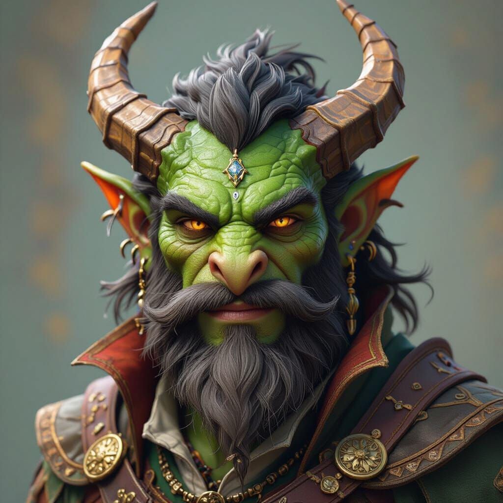 Green Dragonborn Bard Character for DND