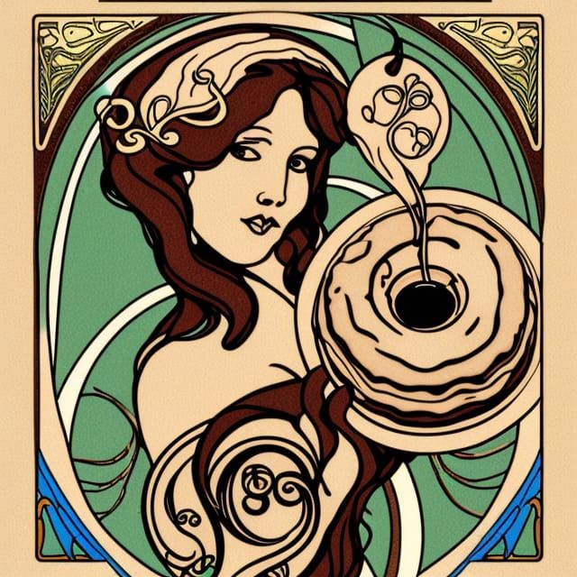 Art Nouveau Coffee and Donut Design