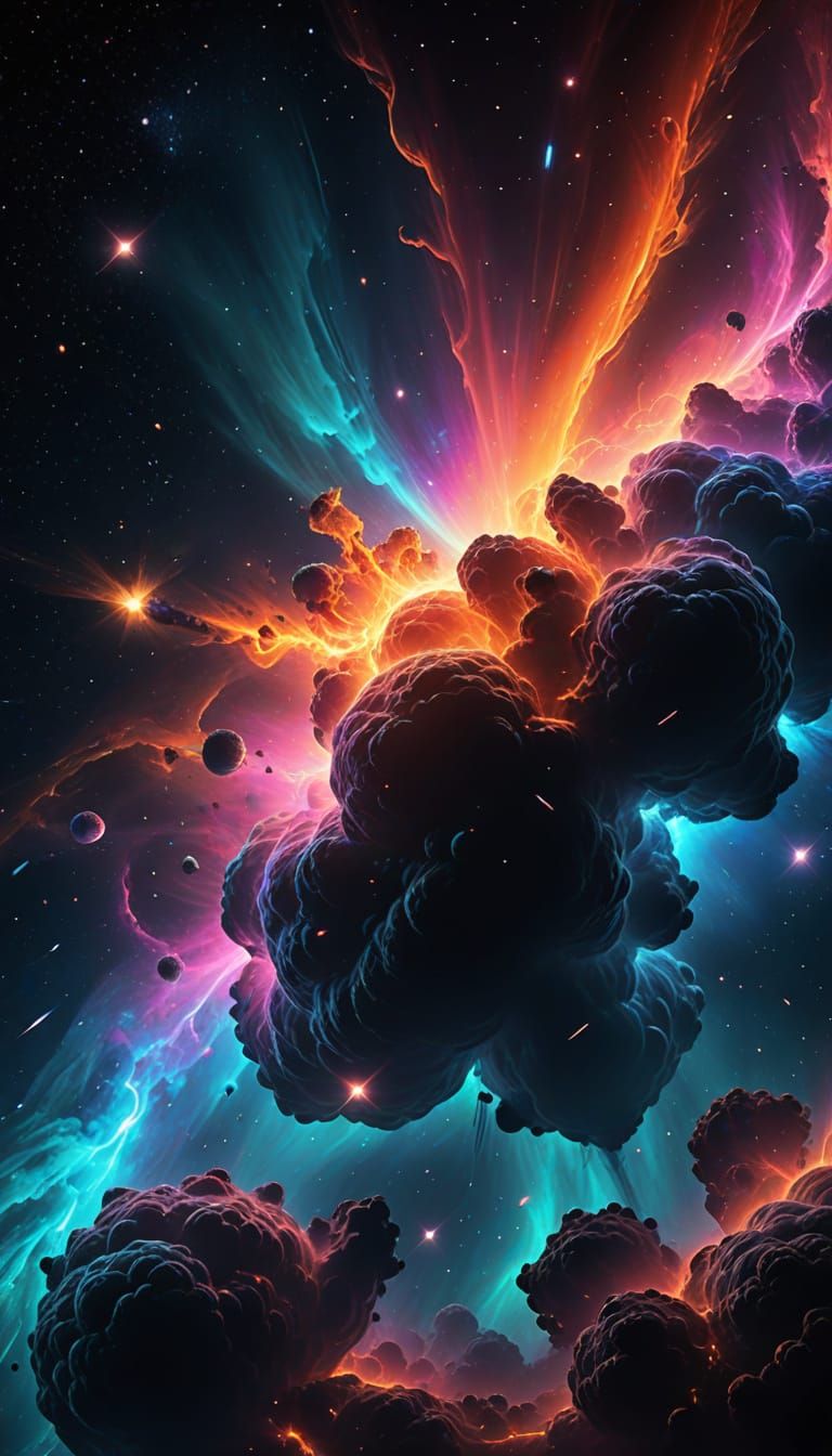 Stunning Cosmic Nebula Set Against Black Starfield