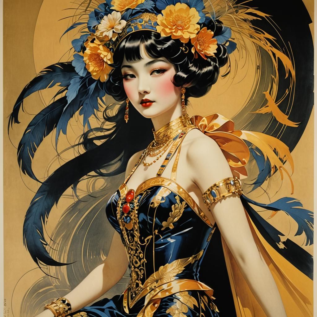 Elegant Woman in Golden Age Illustration Style
