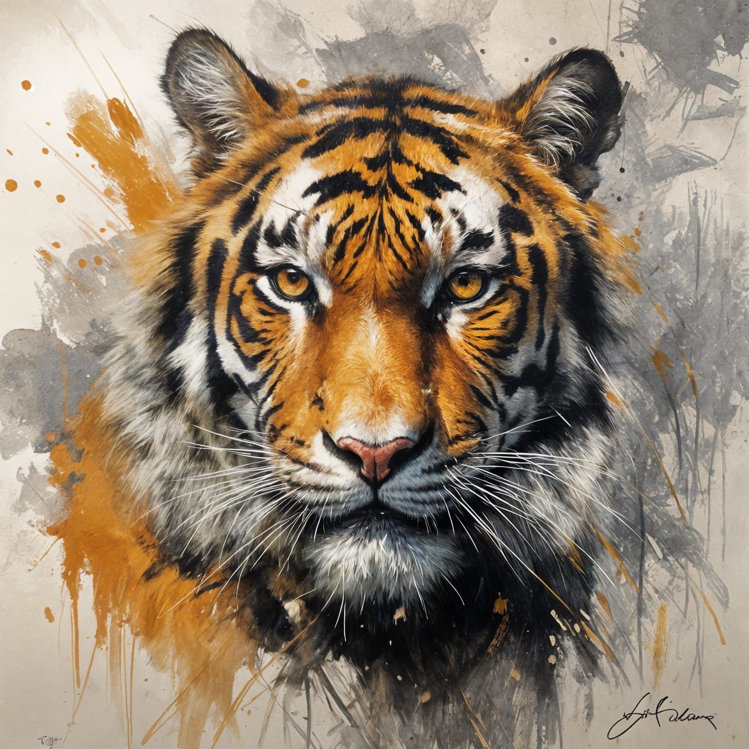 Portrait of a Tiger in Gunpowder Art