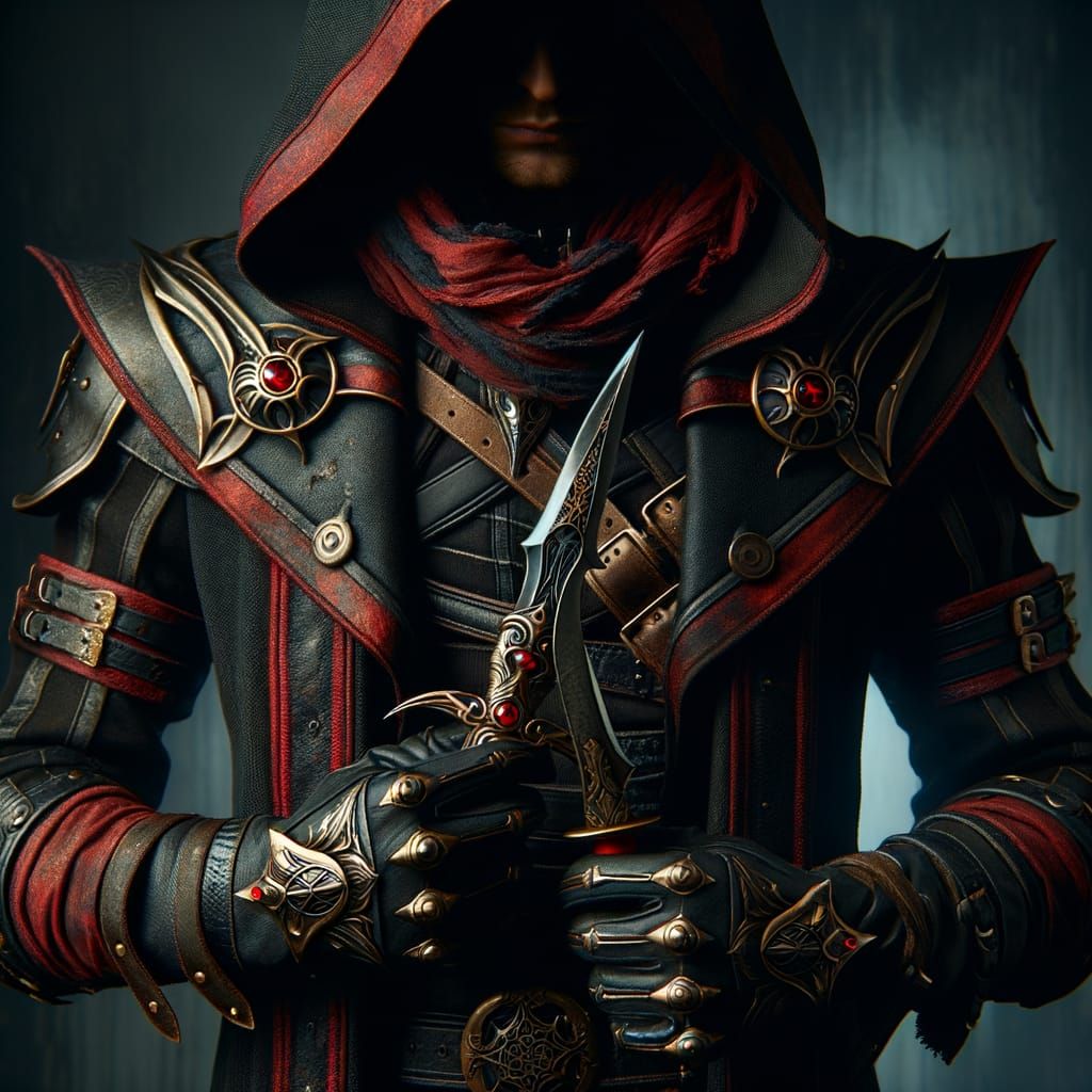 Vampire Assassin Rogue in Shadowy Armor