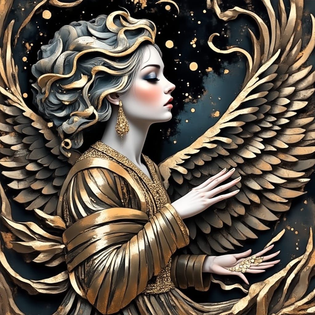 Angels in Baroque Architecture as Etching