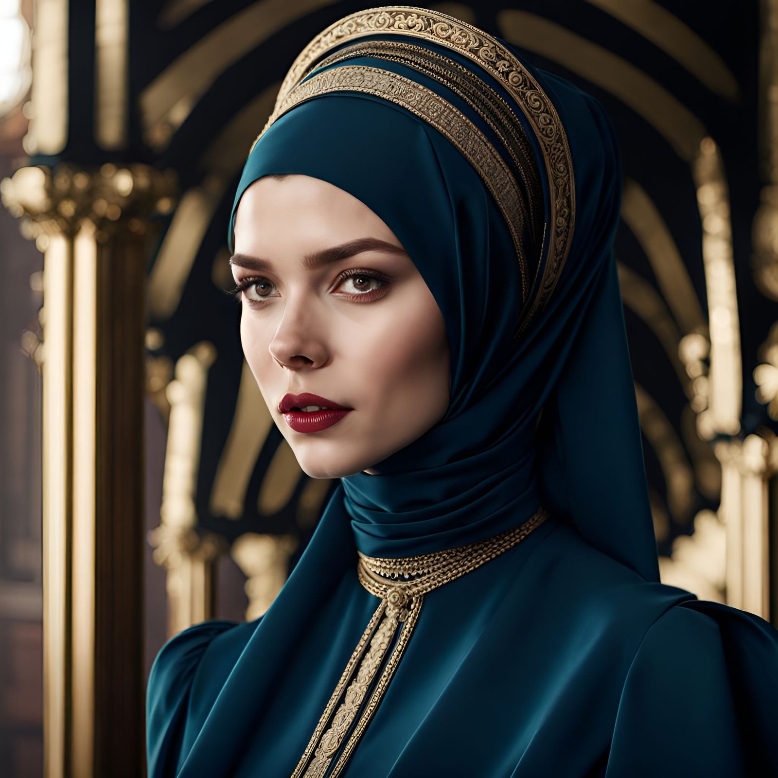 Edwardian Hijab Fashion in London: Digital Art