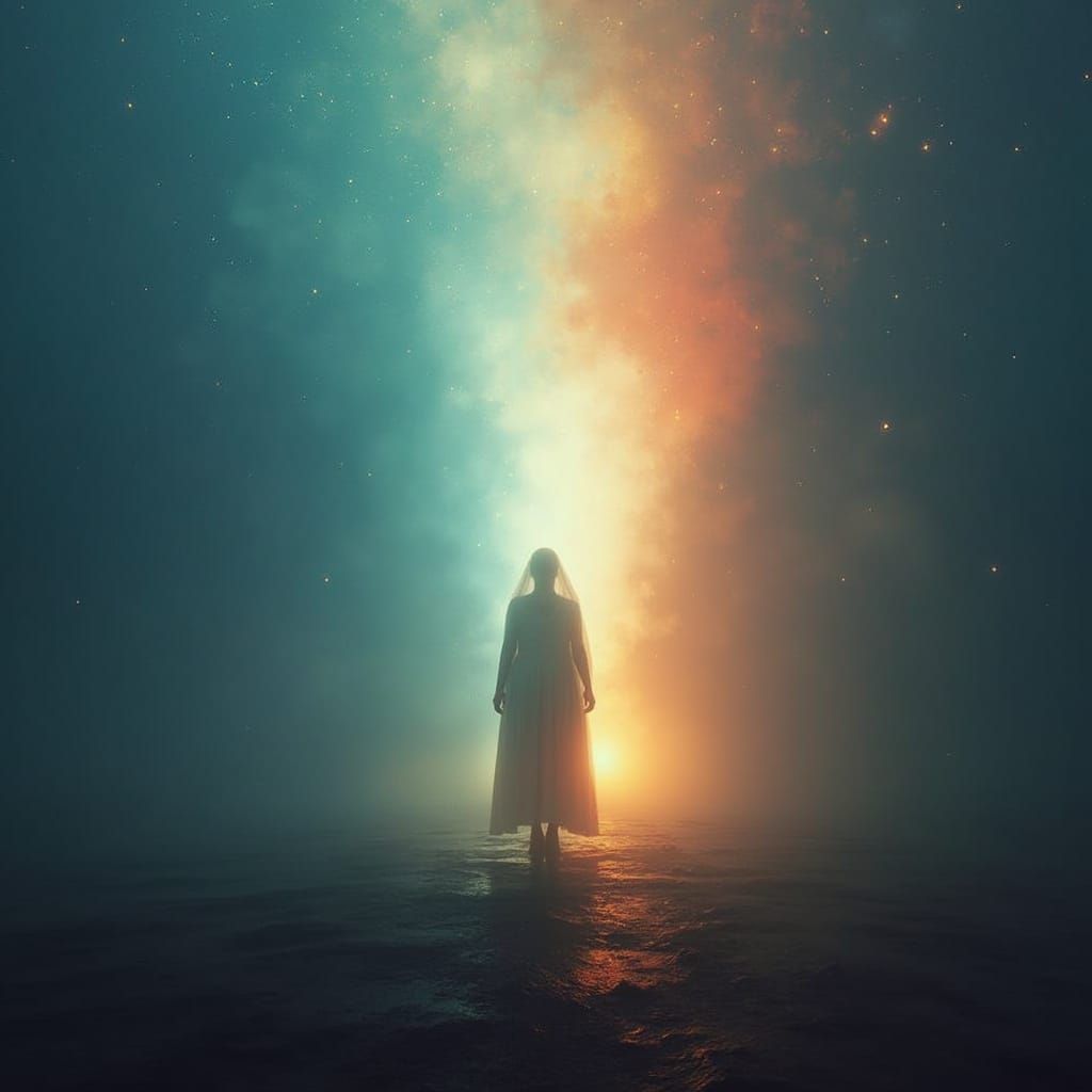 Luminous Figure at the Edge of Darkness