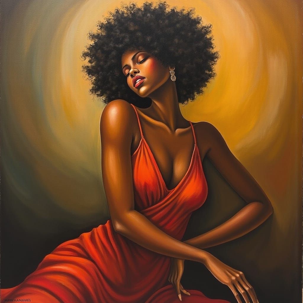 Regal Black Woman in Elegant Attire