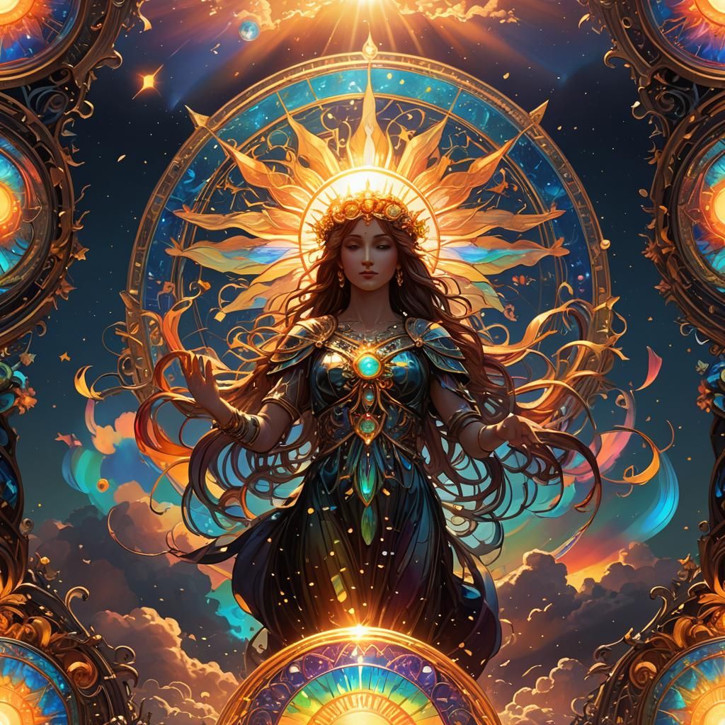 Iridescent Sun Sky Spell in Art Nouveau Style