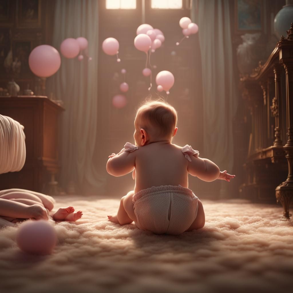 Cinematic Digital Painting of a Farting Baby