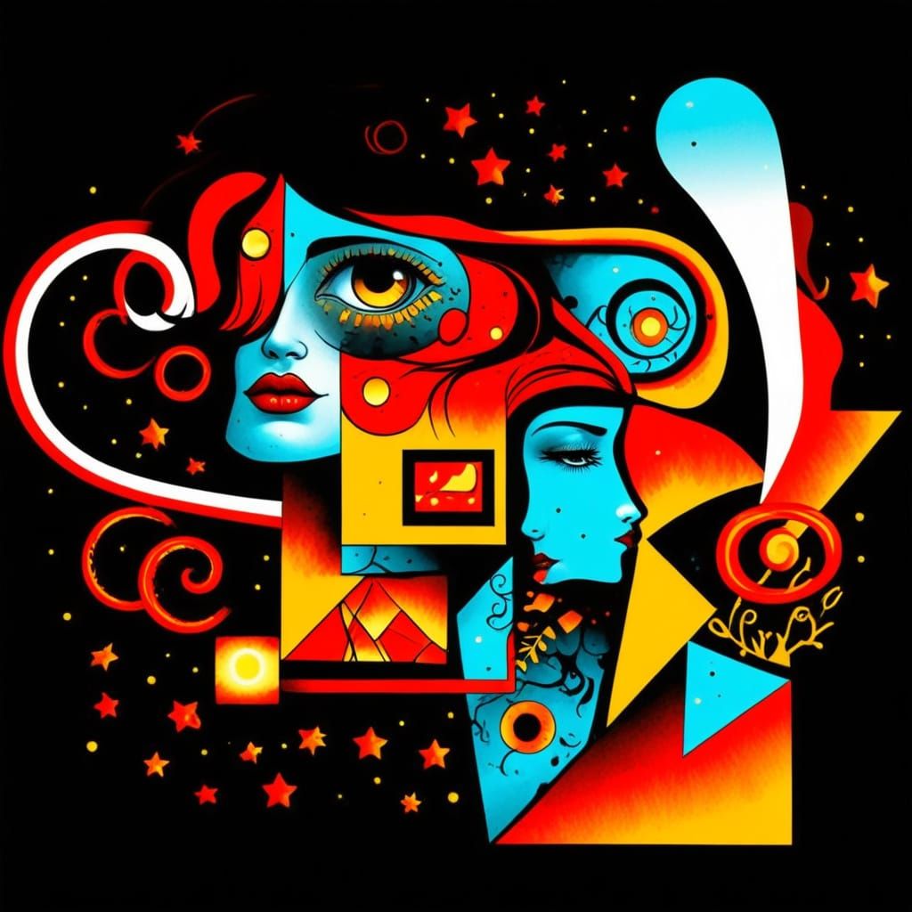 Young Woman with Golden Hair and Red Botanic Tattoos in a My...