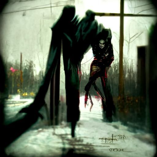 Sinister Figure Consumed by Darkness and Pain