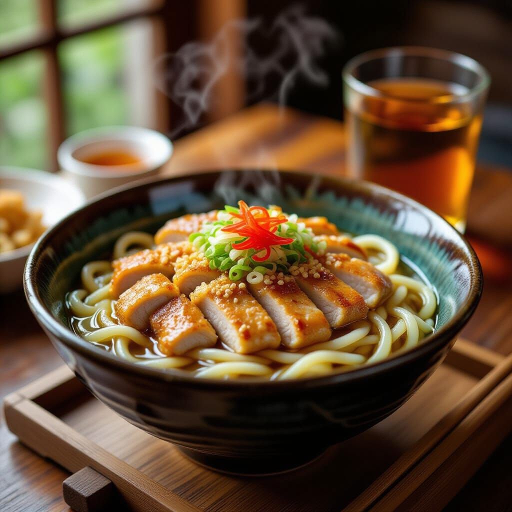 Delicious Udon Bowl with Chicken Katsu in Ultra HD