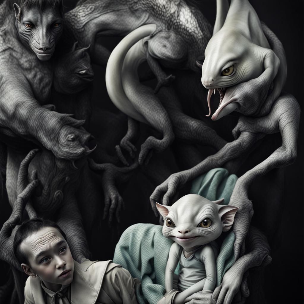 Surreal Alien Restaurant Celebration in Hyperreal Style