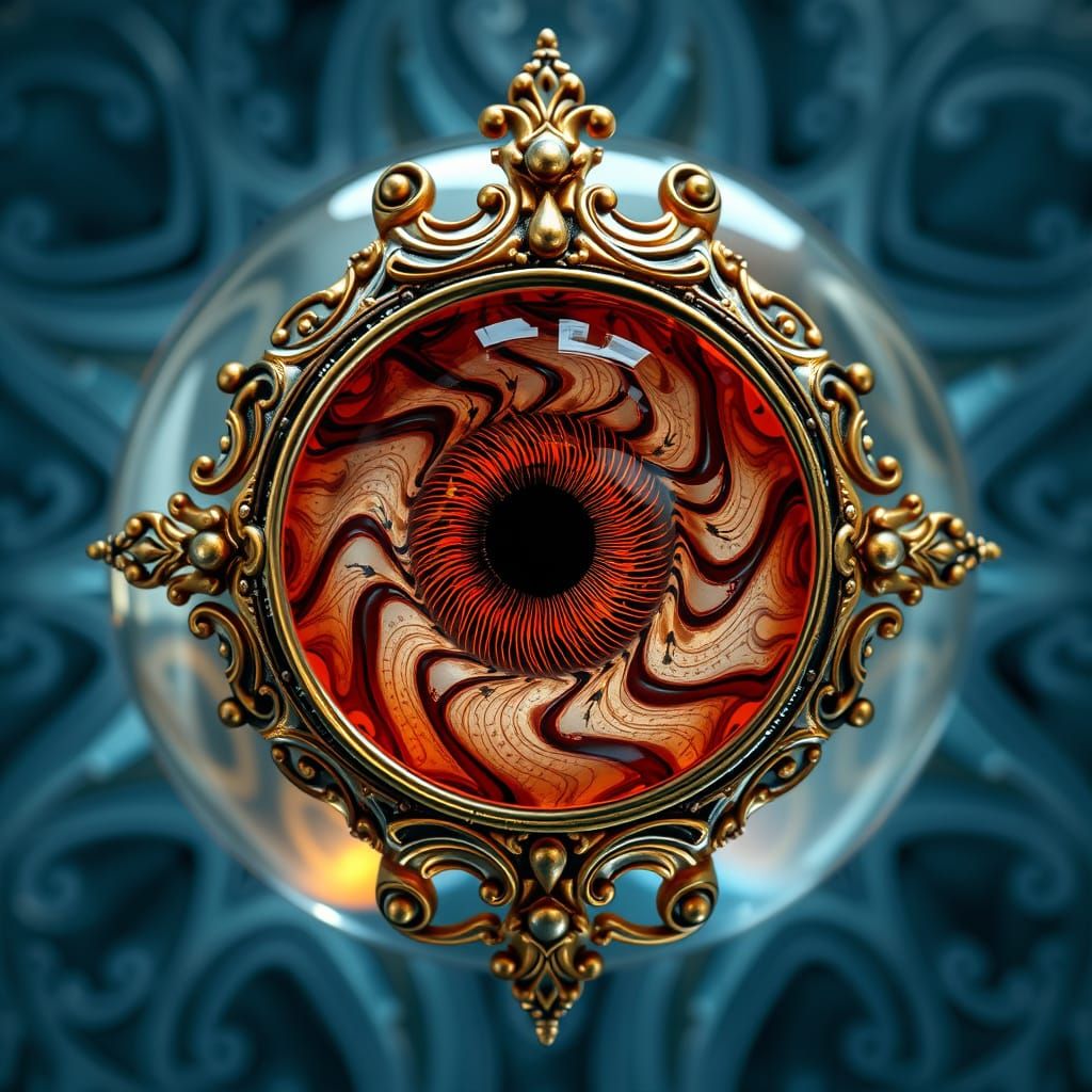 Ornate Antique Glass Eye in Venetian Style