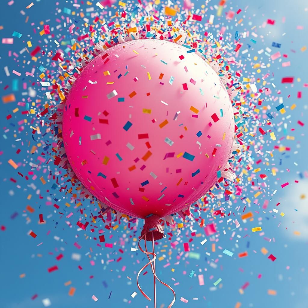 Kaleidoscopic Confetti Burst in Superflat Style