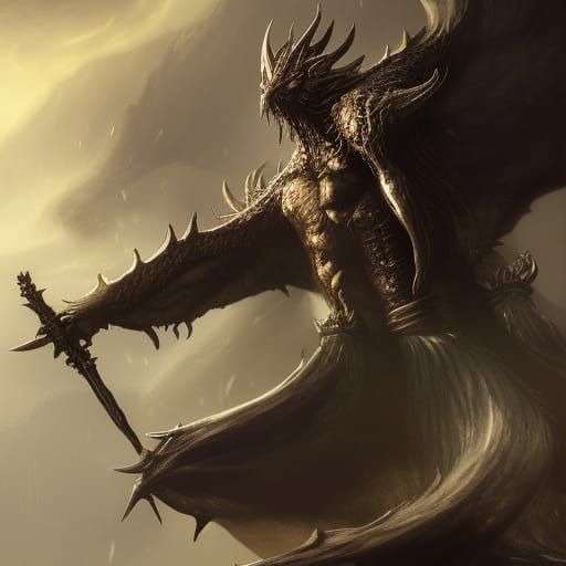Hyperrealistic Dragon Warrior in Dark Fantasy Style