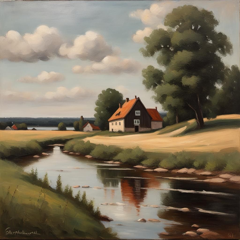 Barbizon Style Oil Painting of Österlen, Sweden