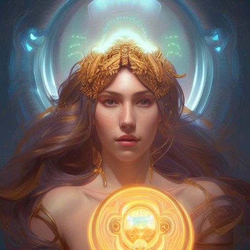 Goddess of Light Portrait in Digital Art Style